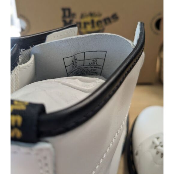 Dr. Martens 1460 Women's Twin Zip White Sendal Leather Combat Boots UK 8 NIB - Picture 12 of 15